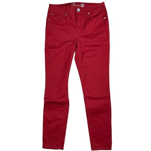 Seven7 size 10 bright red high rise skinny booty shaper jeans like new condition - Picture 4 of 13